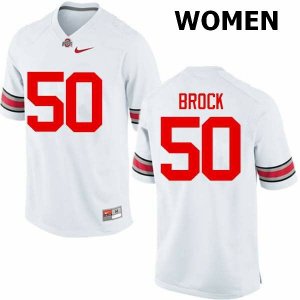 NCAA Ohio State Buckeyes Women's #50 Nathan Brock White Nike Football College Jersey VKG5845KM